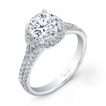 Uneek Round Diamond Halo Engagement Ring with Split Upper Shank - USM022RD-6.5RD