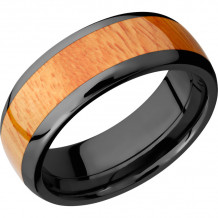 Lashbrook Black Zirconium Hardwood 8mm Men's Wedding Band - ZHW8D15_OSAGEORANGE+POLISH