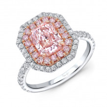 Uneek Radiant Fancy Pink Diamond Engagement Ring - R044U