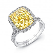Uneek Cushion Cut Fancy Yellow Diamond Engagement Ring - LVS948CUFY