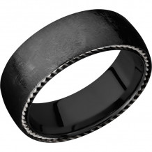 Lashbrook Black & White Zirconium 8mm Men's Wedding Band - Z8DSIDEBRAID_SS+DISTRESSED