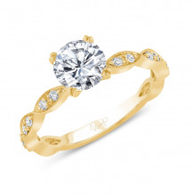 Uneek Us Collection Round Diamond Engagement Ring with Milgrain-Trimmed Marquise-Shaped Clusters - SWUS188Y-6.5RD