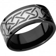 Lashbrook Black Zirconium 9mm Men's Wedding Band - Z9F_CELTIC5+BEAD_POLISH