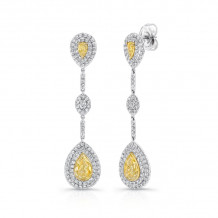 Uneek Pear-Shaped Yellow Diamond Dangle Earrings - LVE196