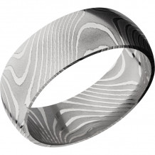 Lashbrook Black & White Damascus Steel 8mm Men's Wedding Band - D8DFLATTWIST+POLISH