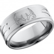 Lashbrook Titanium 9mm Men's Wedding Band - 9FGEDEERTRACKANT+SATIN_POLISH