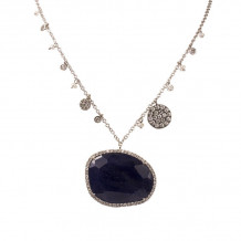 Meira T 14k Black Rhodium Blue Sapphire and Diamond Charm Necklace