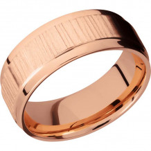 Lashbrook 14k Rose Gold Men's Wedding Band - 14KR8FGEW-P+TREEBARK+1_POLISH