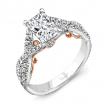 Uneek Paradiso Emerald-Cut Diamond Engagement Ring with Pave Infinty/Crisscross Shank - A102WR-7X5EM