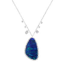 Meira T 14k Whoite Gold Australian Opal and Diamond Necklace