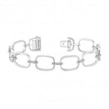 Uneek High Polish Link Bracelet with Pave Diamond Bars - LVBR10W