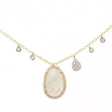 Meira T Yellow Gold Milky Aqua Diamond Necklace