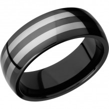 Lashbrook Black & White Tungsten 8mm Men's Wedding Band - CT08HR055+POLISH