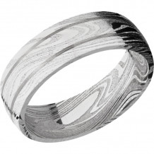 Lashbrook Black & White Damascus Steel 7mm Men's Wedding Band - D7D2.5MARBLE+POLISH