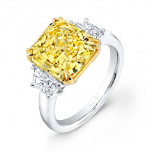 Uneek Yellow and White Diamond Three-Stone Engagement Ring - LVS824