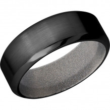 Lashbrook Black Zirconium 8mm Men's Wedding Band - Z8HB+SATIN_POLISH+BRIGHTNICKELIN