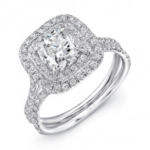 Uneek Split Shank Radiant Halo Diamond Engagement Ring - LVS914