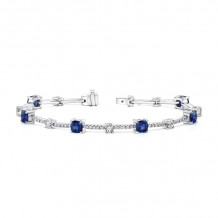 Uneek Cushion-Cut Sapphire Bracelet with Round Diamond Accents - LBR194CU