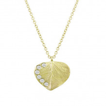 Meita T Yellow Silver Leaf White Sapphire Necklace