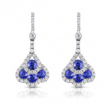 Uneek Round Blue Sapphire and Diamond Chandelier-Style Drop Earrings - LVELG6710S