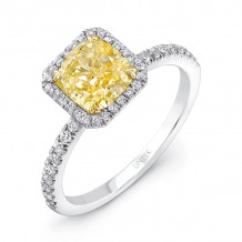 Uneek 3-Carat Radiant-Cut Fancy Yellow Diamond Halo Engagement Ring - LVS822