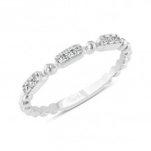 Uneek Us Collection Diamond Wedding Band, with High Polish Bead Accents and Milgrain-Trimmed Pave Bars - SWUS837BW