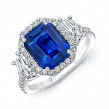 Uneek Emerald Cut Blue Sapphire Engagement Ring - LVS1069EMBS