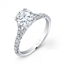 Uneek Contemporary Round Diamond No-Halo Engagement Ring with Split Upper Shank - USM09-6.5RD