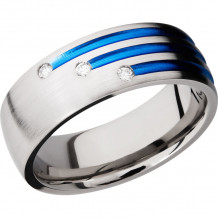 Lashbrook Titanium Diamond 8mm Men's Wedding Band - 8DSTAGGERANODIA3X.03F+BLUE_SATIN