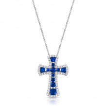 Uneek Sapphire-and-Diamond Cross Pendant - LVNMI0045S