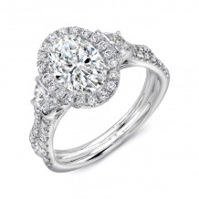 Uneek Sophistication Ring: 3-Carat Oval-Center Three-Stone Engagement Ring with Pave Double Shank - LVS983OV