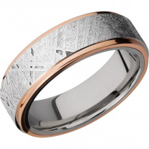 Lashbrook Rose & White Cobalt Chrome Meteorite 7mm Men's Wedding Band - CC7FGE15C_METEORITE21EDGE_14KR+POLISH