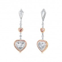 Uneek Pink and White Diamond Heart Shaped Earrings - LVE117