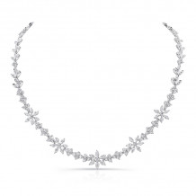 Uneek Marquise and Round Diamond Floral and Foliate Necklace - LVNM01