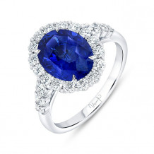Uneek Petals Blue Sapphire Diamond Engagement Ring - R055OVBSU