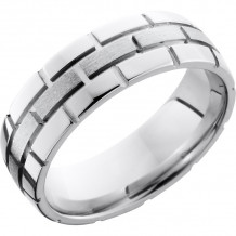 Lashbrook Cobalt Chrome 7mm Men's Wedding Band - CC7DBRICK+STONE_POLISH