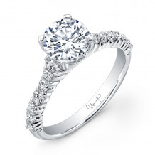Uneek Round Diamond Engagement Ring with XXS Melee Diamonds Shared-Prong Set on Upper Shank - USM01XXS-6.5RD
