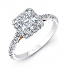 Uneek Fiorire Princess-Cut Diamond Engagement Ring with Square Halo and Pave Shank - A101PRWR-5.5PC