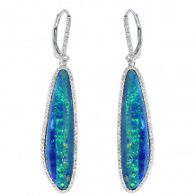 Meira T 14k White Gold and Diamond Opal Earrings