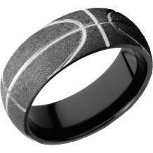 Lashbrook Black Zirconium 8mm Men's Wedding Band - Z8D_BASKETBALL+STIPPLE