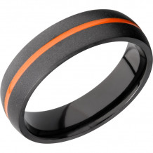 Lashbrook Black Zirconium 6mm Men's Wedding Band - Z6D11_A+BEAD+HUNTERORANGEOUT