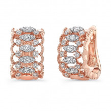 Uneek Broderie Anglaise Open Lace Diamond Huggie Hoop Earrings - LVEW2165R