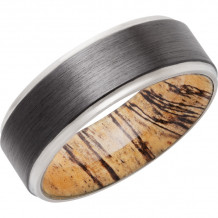 Lashbrook Black Zirconium Hardwood 8mm Men's Wedding Band - HWSLEEVEZ8FGE+SPALTEDTAMARIND+SATIN_SILVER+POLISH