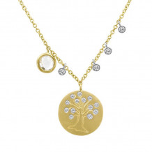 Meira T 14k Yellow Gold and Diamond Tree of Life Necklace