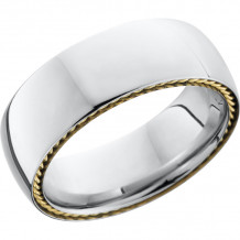 Lashbrook White & Yellow Cobalt Chrome 8mm Men's Wedding Band - CC8DSIDEBRAID_14KY+POLISH