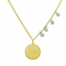 Meira T Yellow Gold Disc and Diamond Necklace