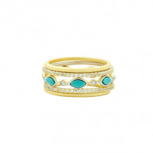 Freida Rothman Fleur Bloom Empire Turquoise Delicate 5-Stack Ring - FBPYZTQR47-7