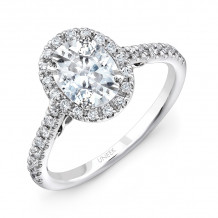 Uneek Fiorire Oval Diamond Halo Engagement Ring with Pave Shank and Under-the-Head Filigree - A101W-8X6OV