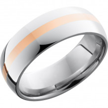 Lashbrook Rose & White Cobalt Chrome 8mm Men's Wedding Band - CC8D12_14KR+POLISH