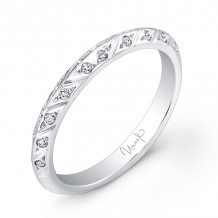 Uneek Hand-Engraved Knife-Edge Diamond Wedding Band - UWB018